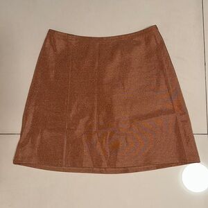 AMERICAN DEADSTOCK Shiny Tan Mini Skirt w/ Side Split